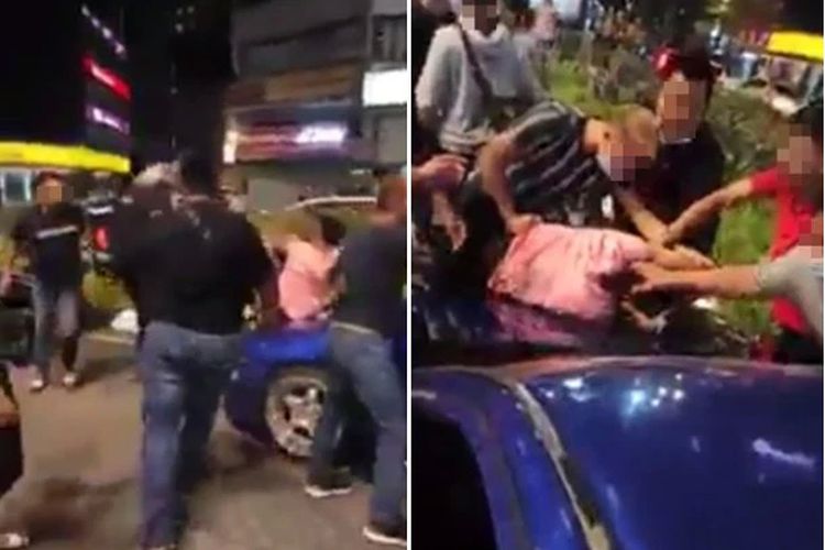 Remaja mabuk yang hendak tabrak lari di dekat Bukit Bintang, Malaysia, babak belur dihajar massa pada Minggu (6/12/2020)/