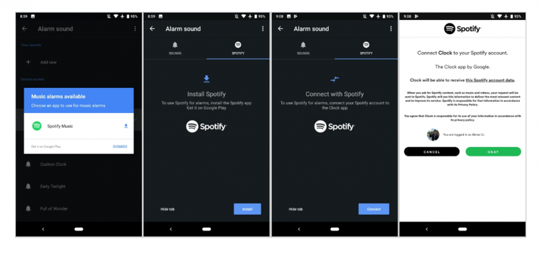 Cara mengaktifkan nada alarm Clock App dari playlist Spotify