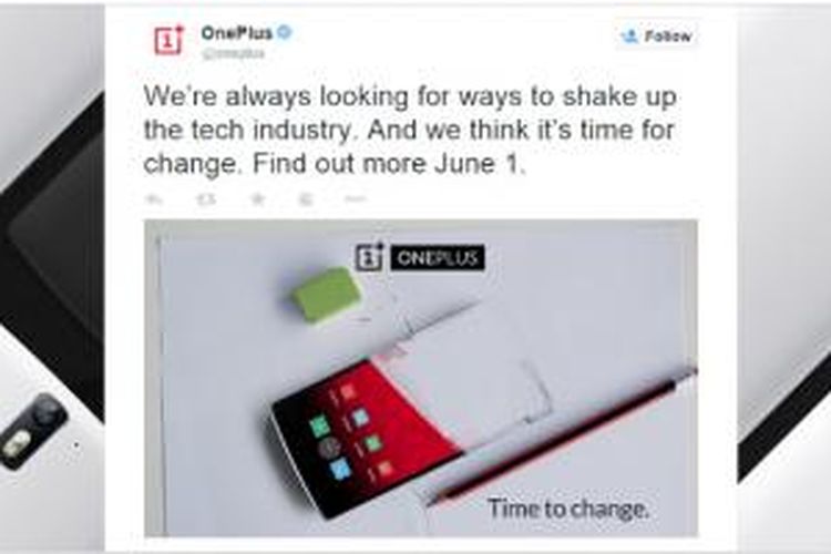 Kicauan akun @OnePlus mengenai gadget terbarunya