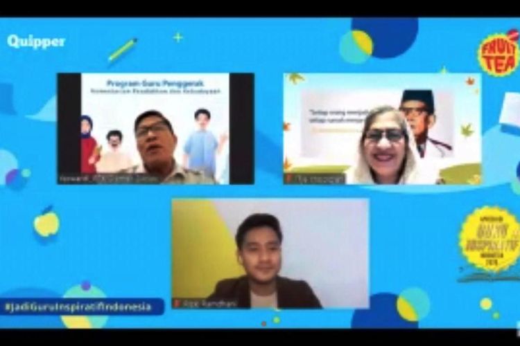 Yaswardi, Direktur GTK Dikmensus Kemendikbud (kiri atas) saat menjadi narasumber webinar Quipper.