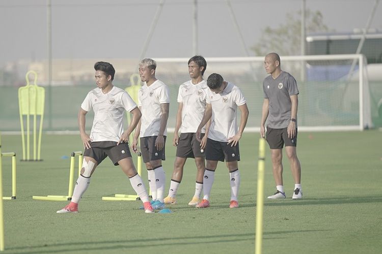 Skuad timnas Indonesia pada pemusatan latihan jelang lanjutan Kualifikasi Piala Dunia 2022 Zona Asia di Uni Emirat Arab (UEA).