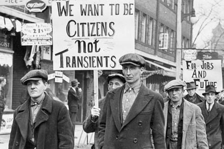 Para pengangguran di Kanada pada masa The Great Depression atau Depresi Besar (1929-1939).