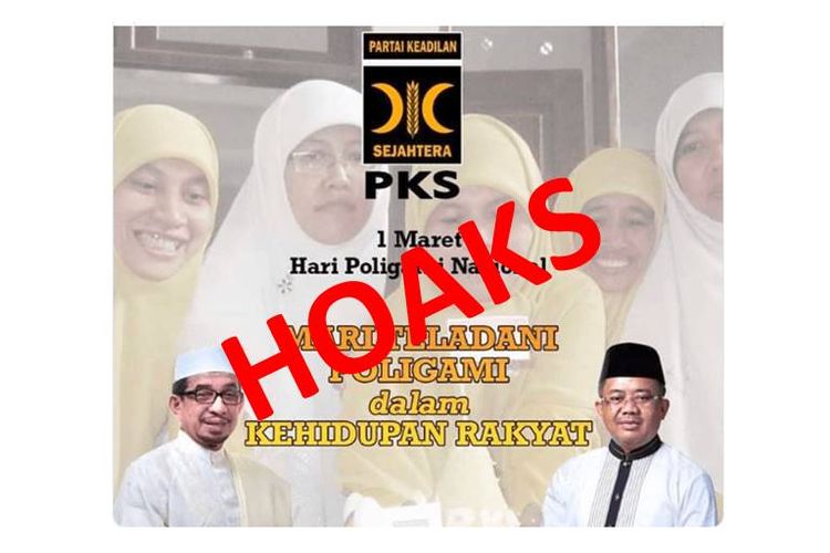 Hoaks 1 Maret dicetuskan sebagai Hari Poligami Nasional dengan logo PKS tersebar di media sosial.