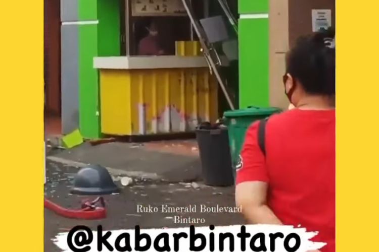Tangkapan layar video sebuah tempat laundry di kawasan Ruko Emerald, Bintaro, Tangsel usai terjadi ledakan, Senin (10/8/2020)