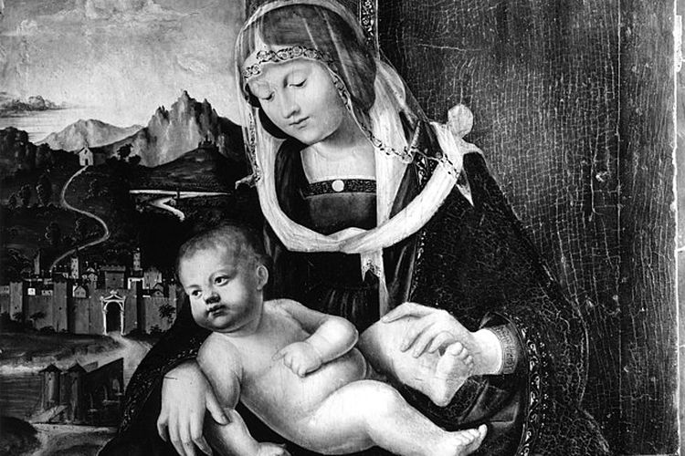 Contoh hasil lukisan Renaissance, Madonna dan anaknya sekitar tahun 1510 dan 1520.