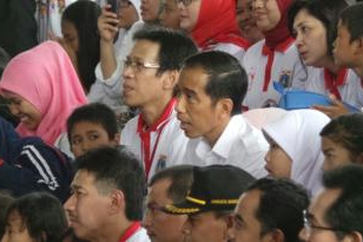 Gubernur DKI Jakarta Joko Widodo menghadiri acara Hari Anak Nasional tingkat provinsi di Dufan, Taman Impian Jaya Ancol, Jakarta Utara, Kamis (22/8/2013). 
