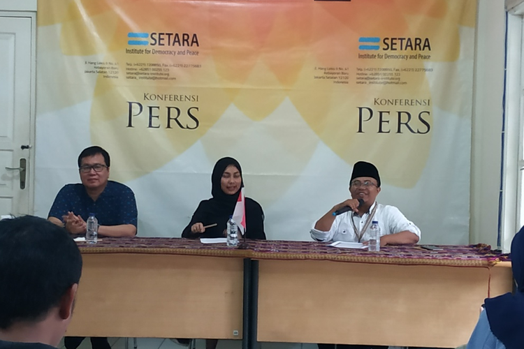 Program manager Pengawas Pusat Studi Antar Komunitas (PUSAKA) Foundation, Sudarto di Kantor SETARA Institute, Kebayoran Baru, Jakarta, Sabtu (21/12/2019).