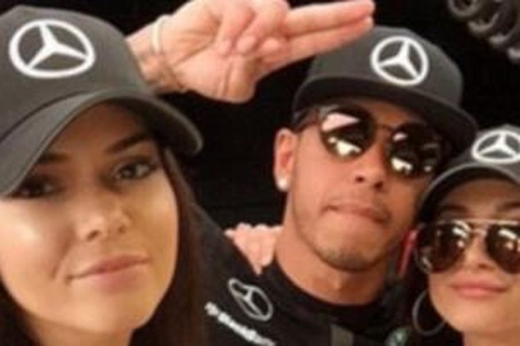 Lewis Hamilton bersama Kendall Jenner dan Gigi Hadid