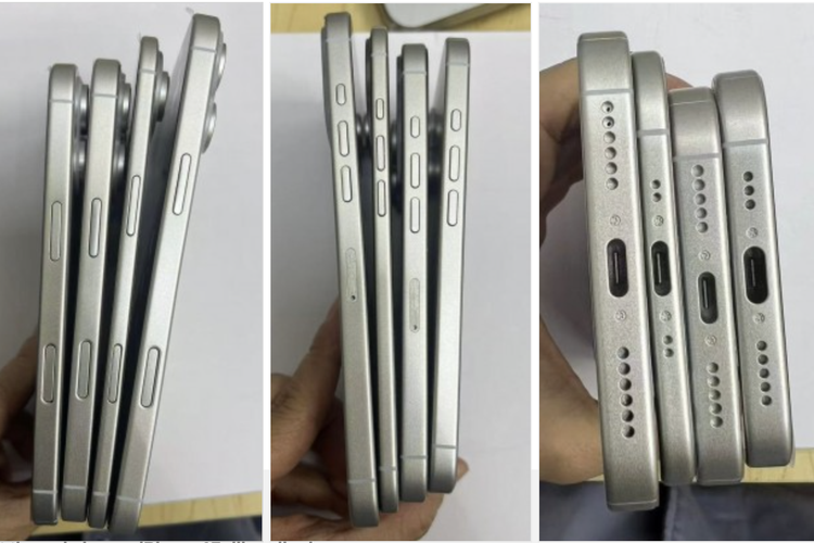 Perbandingan iPhone 17 Air ketika dibandingkan dengan tiga model lainnya yang diduga iPhone 17 series