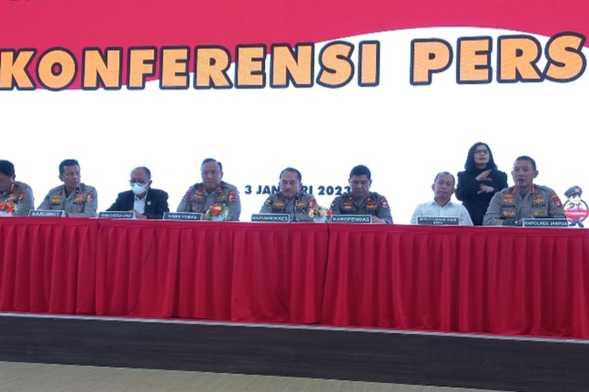 Konferensi pers terkait kasus penculikan Malika Anastasya (6) di RS Polri Kramatjati, Jakarta Timur, Selasa (3/1/2023).