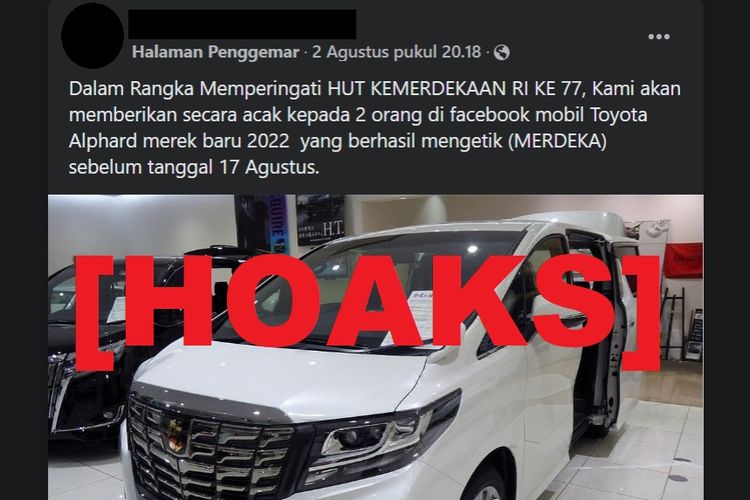 Hoaks, giveaway dua unit Alphard dari Toyota Indonesia