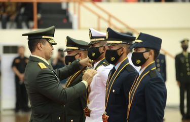 Panglima TNI Jenderal Andika Perkasa melantik 267 perwira prajurit karier di Markas Besar (Mabes) TNI, Cilangkap, Jakarta Timur, Kamis (21/7/2022).