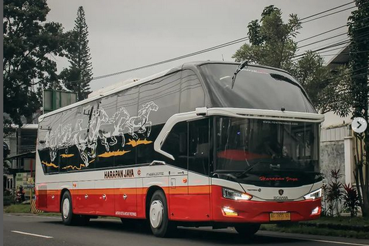 Bus AKAP baru PO Harapan Jaya dengan bodi Avante H9 Priority