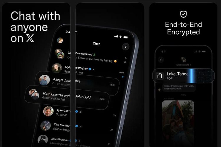 Tampilan aplikasi perpesanan instan baru, pesaing WhatsApp, yang diberi nama XChat