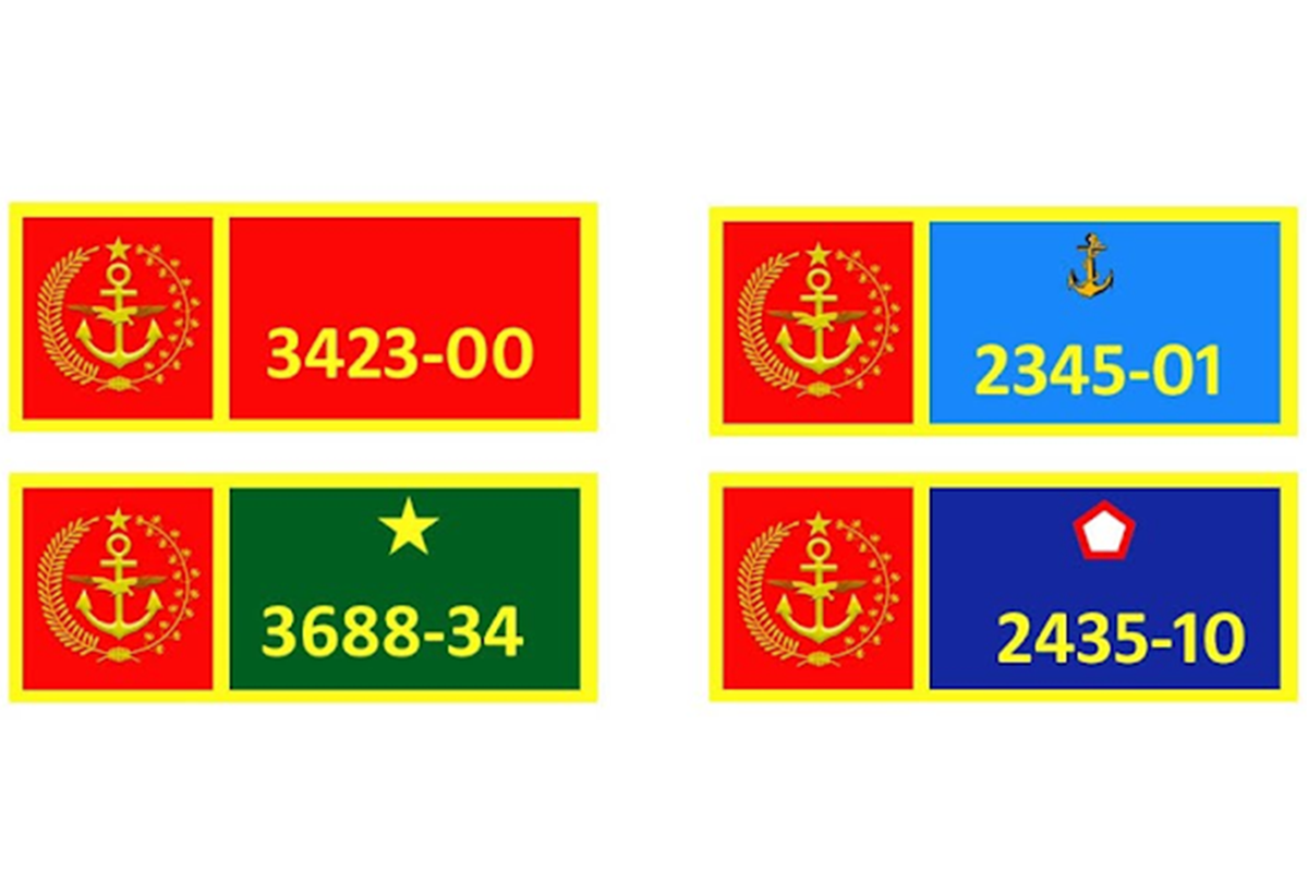 Beda warna pelat nomor kendaraan dinas TNI. 