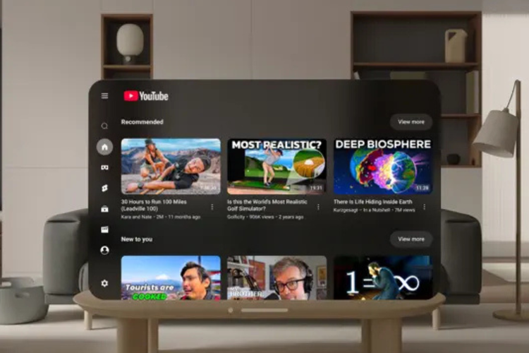 Aplikasi YouTube di Apple Vision Pro mendukung berbagai jenis konten, mulai dari video standar, Shorts, hingga video imersif seperti 3D, 360 derajat, dan VR180.
