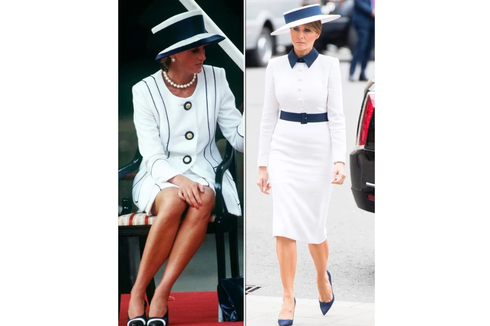Datangi Istana Buckingham, Melania Trump Berbusana Bak Putri Diana 