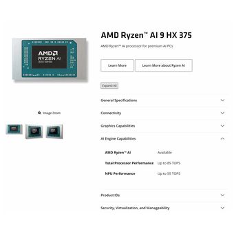 Laman prosesor Ryzen AI 9 HX 375 di situs AMD