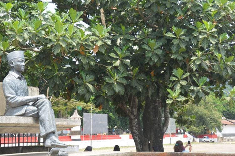 Patung Bung Karno di samping pohon sukun di Kota Ende, Pulau Flores, Nusa Tenggara Timur, Jumat (14/9/2018).