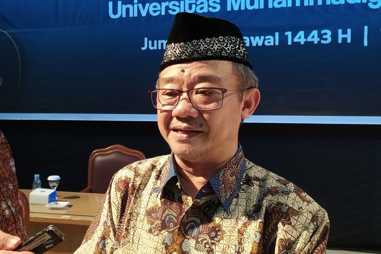 Sekretaris Umum Pengurus Pusat (PP) Muhammadiyah Abdul Mu'ti di Universitas Muhammadiyah Purwokerto (UMP), Kabupaten Banyumas, Jawa Tengah, Jumat (13/5/2022).