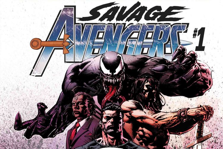 Sampul komik Savage Avengers edisi pertama produksi Marvel Comics karya David Finch.