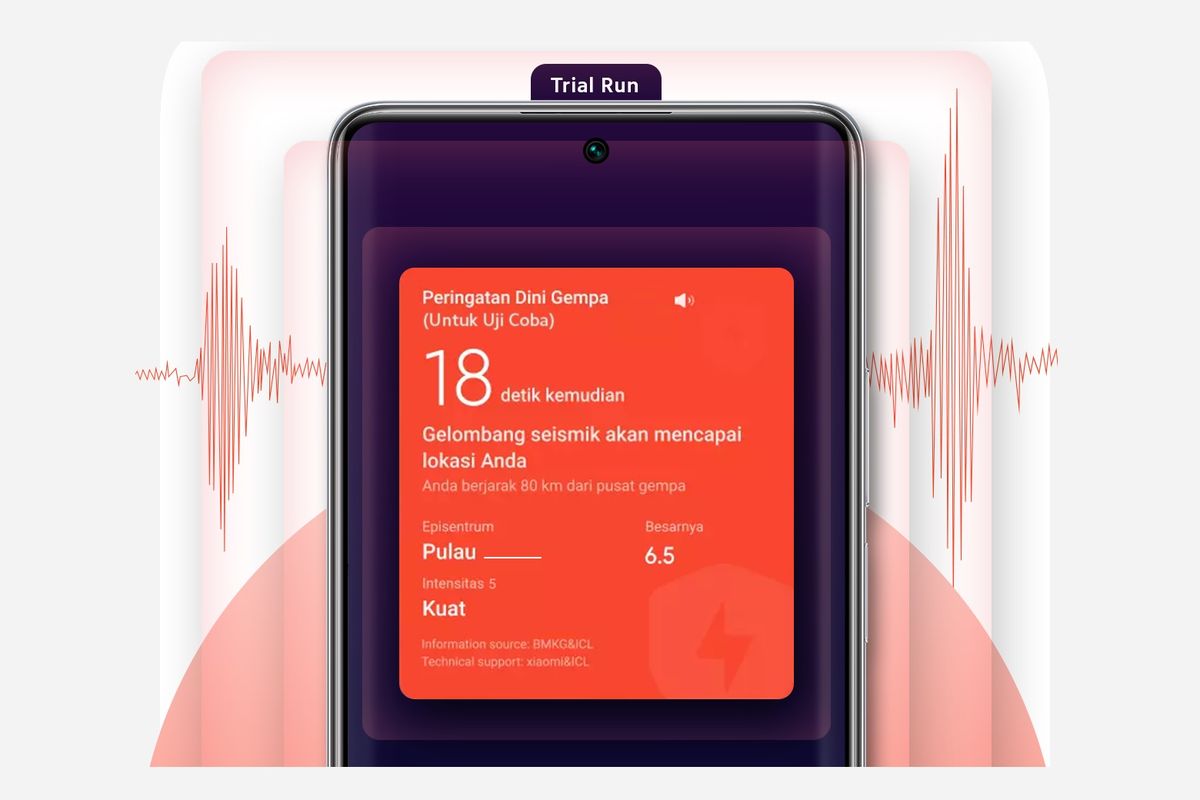 Uji coba fitur peringatan dini gempa bumi pada smartphone Xiaomi di Indonesia
