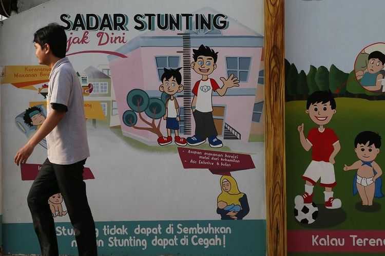 Kampanye kesadaran terhadap penanganan anak balita yang mengalami tubuh pendek (stunting) terlihat di kawasan Pondok Pinang, Jakarta