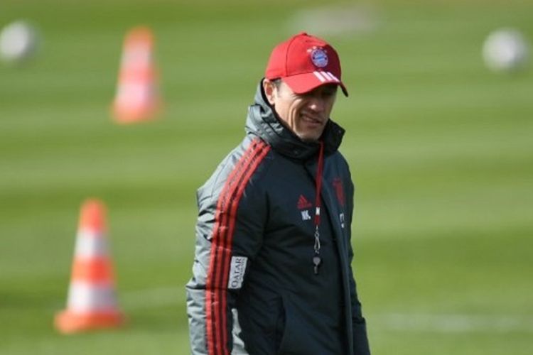 Niko Kovac memimpin latihan Bayern Muenchen di Saebenner Strasse pada 5 Maret 2019. 