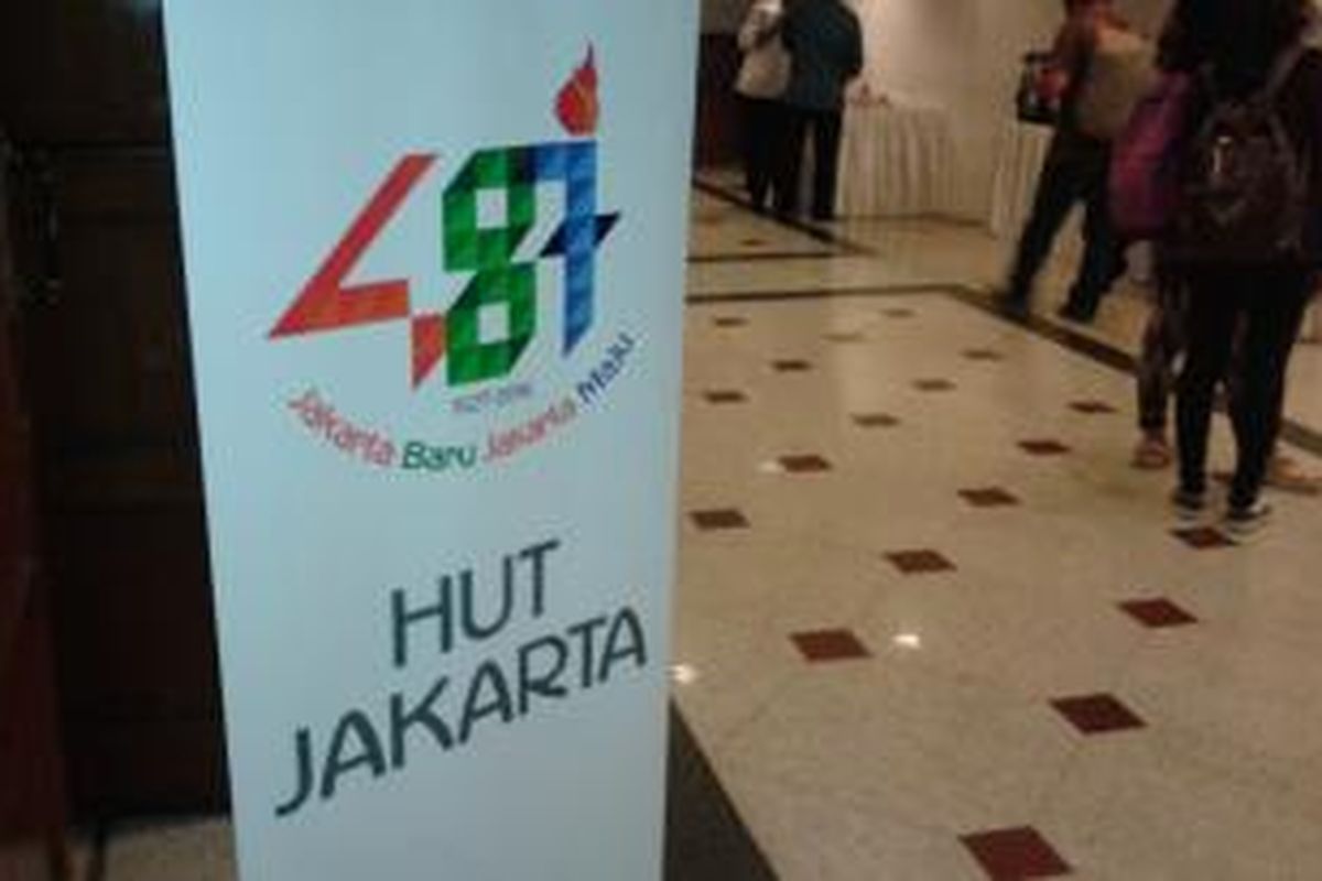 Logo HUT ke-487 Kota Jakarta diluncurkan secara resmi oleh Wakil Gubernur DKI Jakarta Basuki Tjahaja Purnama, di Balaikota Jakarta, Jumat 916/5/2014).