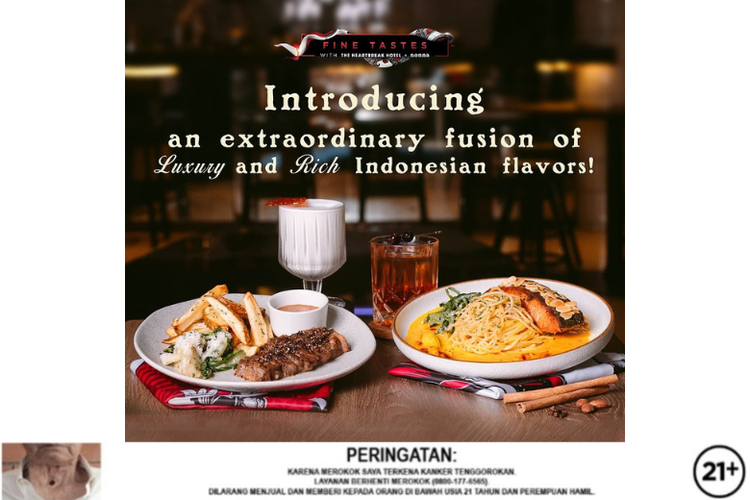 Kolaborasi Fine Tastes dengan Nonna Italians x The Heartbreak Hotel menciptakan berbagai menu koktail dan hidangan inovatif yang dipadukan dengan campuran kretek. 
