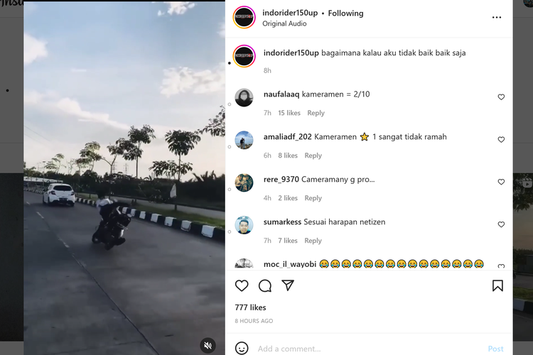 Video viral di media sosial memperlihatkan pengendara motor jatuh usai melakukan freestyle di jalan raya.