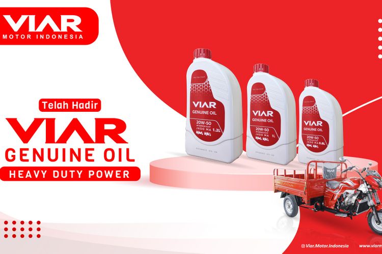 Viar Motor Indonesia resmi menghadirkan produk pelumas Viar Genuine Oil dengan varian kemasan 800 ml dan 1.000 ml, untuk mesin motor roda tiga dan juga ATV.