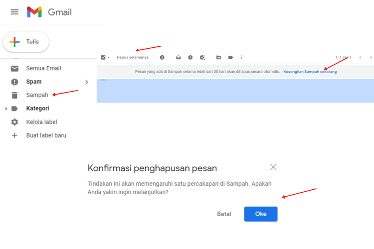 Cara Hapus Email di Gmail