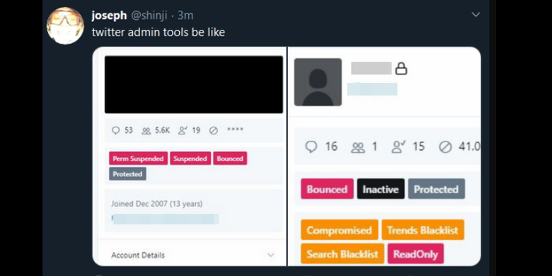 Tangakapan layar akun Twitter @Shinji saat mengunggah gambar yang diklaim panel internal Twitter.
