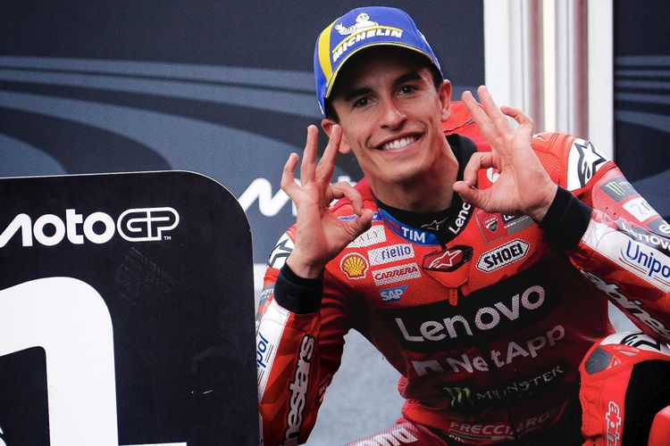 Marc Marquez (Ducati) keluar sebagai pemenang Sprint Race MotoGP Italia 2025 di Sirkuit Mugello, Sabtu (21/6/2025) malam WIB.
