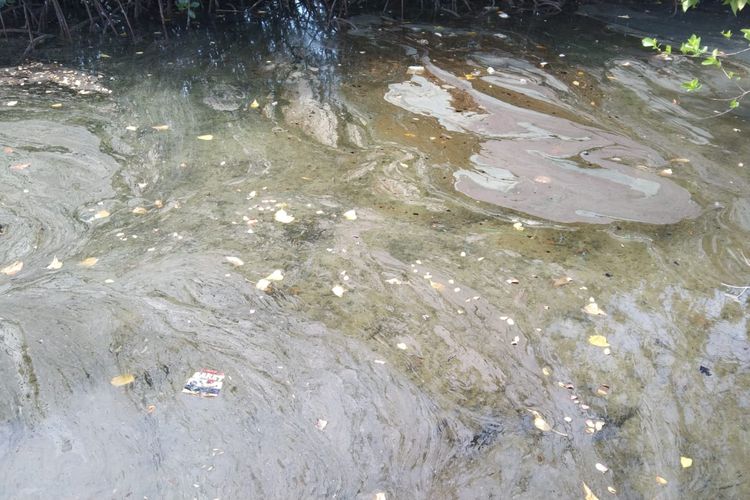 Tumpahan minyak mencemari perairan di Pulau Kelapa, Kecamatan Kepulauan Seribu Utara, Kabupaten Kepulauan Seribu.