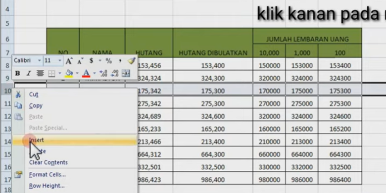 Cara Menambah Atau Menyisipkan Baris Dalam Microsoft Excel