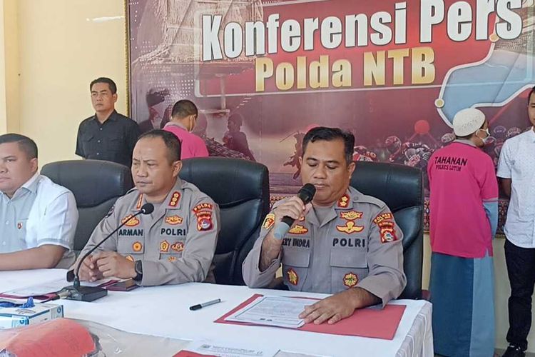Jumpa pers Polda NTB ungkap kasus pencabulan di Lombok Timur, Selasa (23/5/2023)