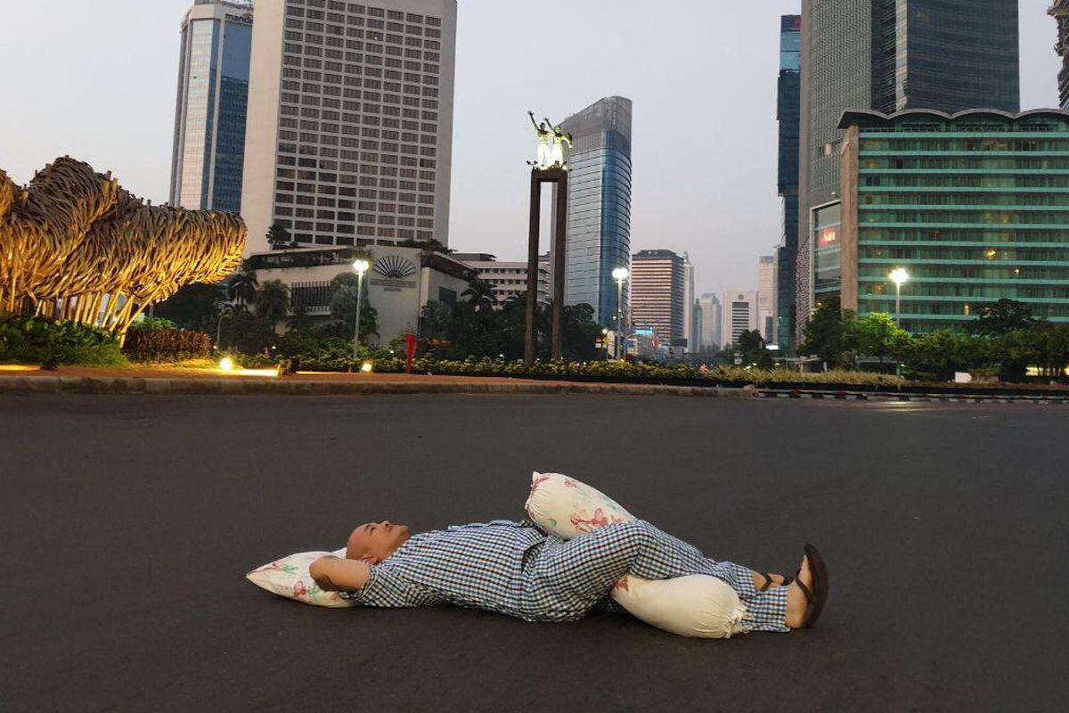 Jalan MH Thamrin yang lenggang, Kamis (6/6/2019).