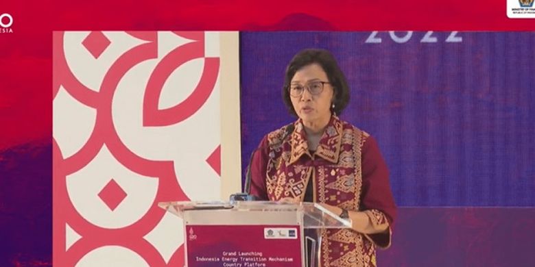 Menteri Keuangan Sri Mulyani Indrawati dalam grand launching Indonesia Energy Transition Mechanism Country Platform, di Bali, Indonesia. 