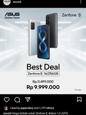 Asus memangkas harga Zenfone 8 dari Rp 11,5 juta menjadi Rp 10 juta. Harga ini masih lebih mahal dari Zenfone 9 yang punya spesifikasi lebih baru. 