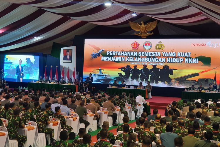 Presiden Joko Widodo menghadiri rapat pimpinan Kementerian Pertahanan 2020, Kamis (23/1/2020) pagi. 