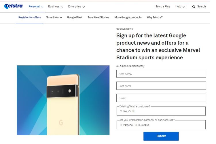 Ponsel Google Pixel 6 telah bocor di situs resmi Telstra