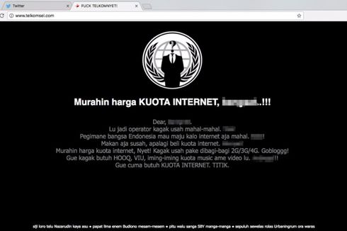 Situs Telkomsel Diretas, Berisi Keluhan Internet Mahal