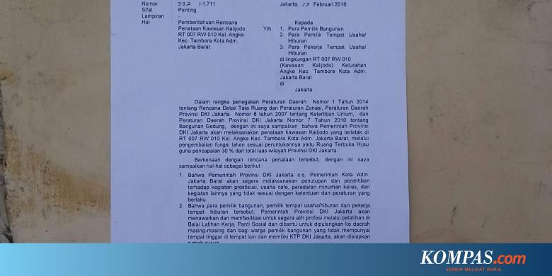 Begini Isi Surat Pemberitahuan Penertiban Kalijodo