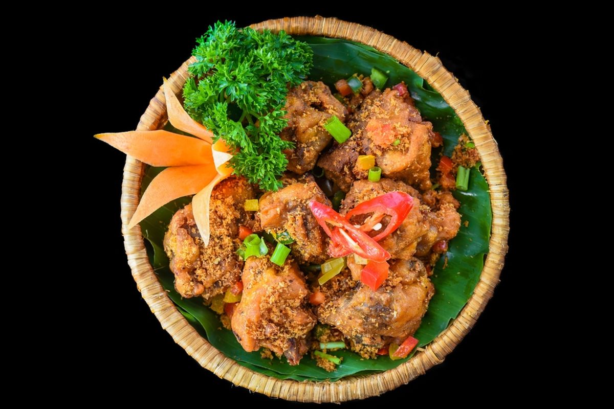 Ilustrasi ayam goreng vietnam. 