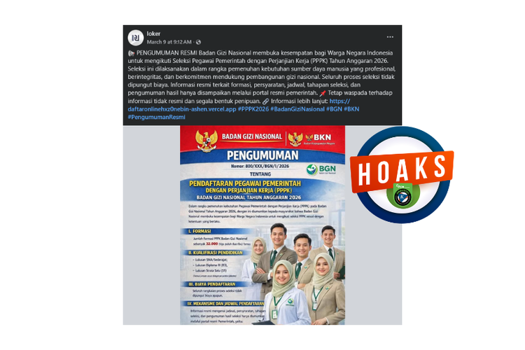 INFOGRAFIK: Hoaks BGN Buka Seleksi PPPK Periode 2026, Cek Faktanya