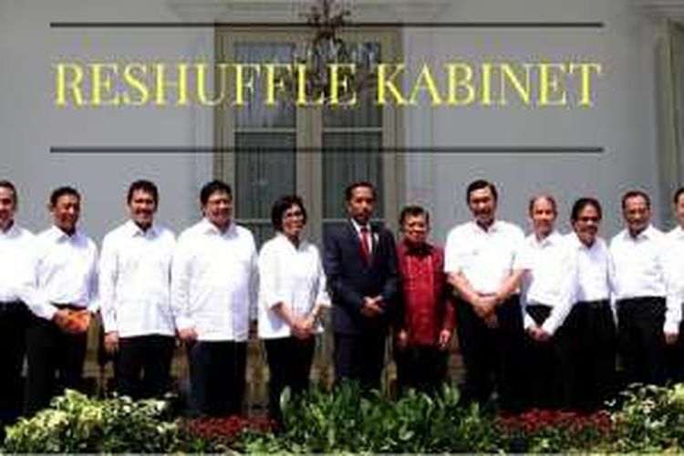 Pengumuman reshuffle kabinet oleh Presiden Jokowi di Kompleks Istana Kepresidenan, Jakarta, Rabu (27/7/2016).