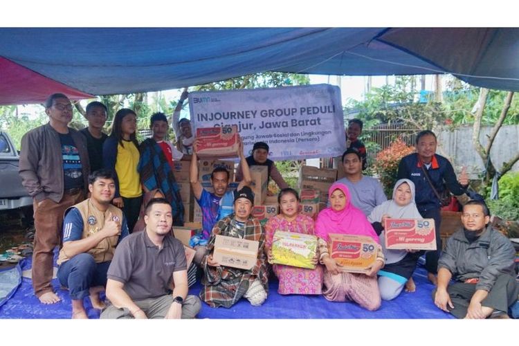 Injourney Gorup memberikan bantuan berupa kebutuhan barang pokok dan perlengkapan untuk posko pengungsian. 
