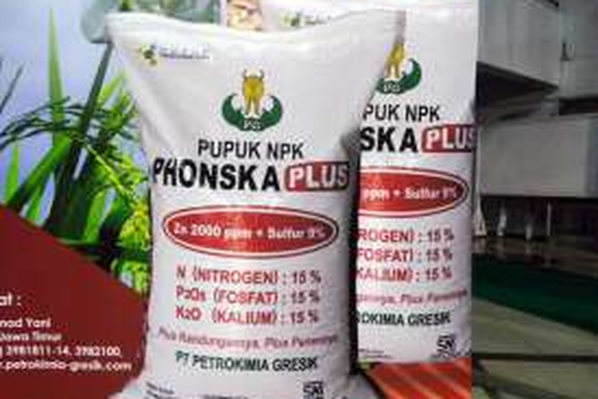 Kemasan pupuk Phonska Plus yang dirilis PT Petrokimia Gresik.